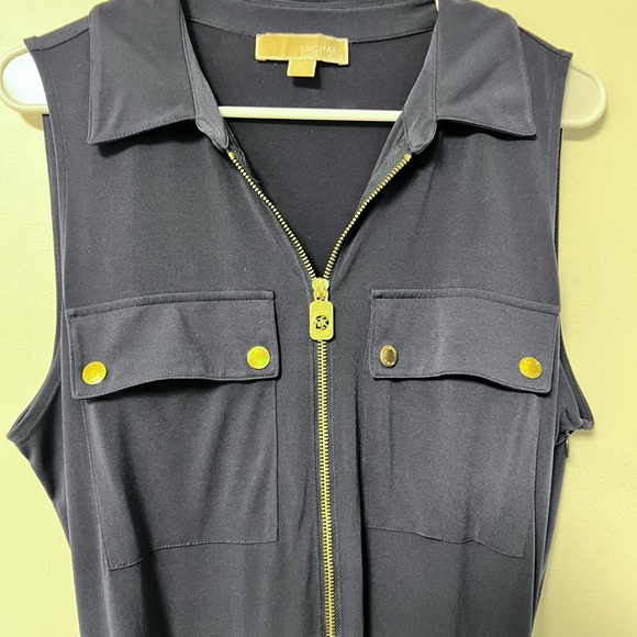 Michael Kors Navy Jumpsuit with Gold Accent - Picture 10 of 10